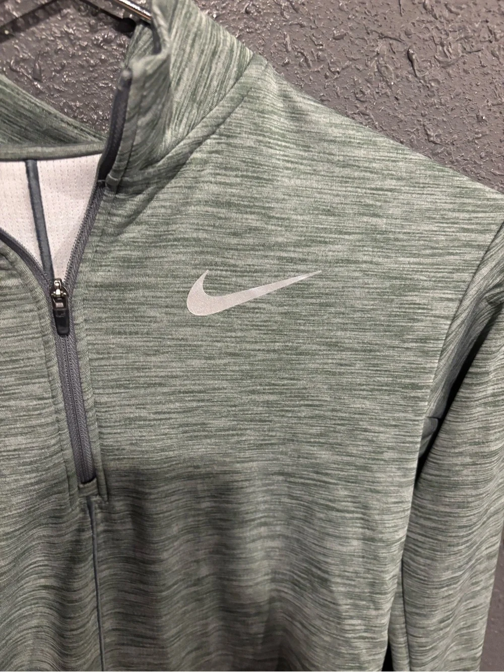 Nike Sage Heathered Quarter-Zip Top with White Swoosh